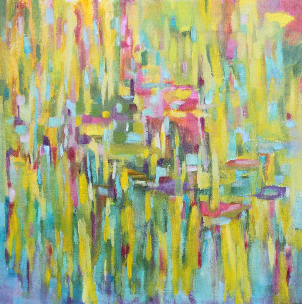 Reflections on Summer Pond -16x16x1.5 in. oil original